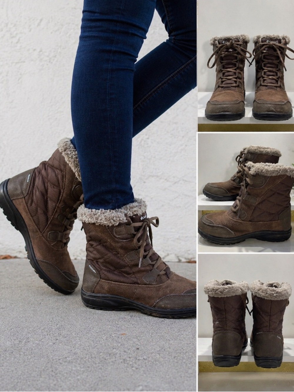 Columbia Ice Maiden Shorty Winter Boots Brown Faux Fur Waterproof Size 5